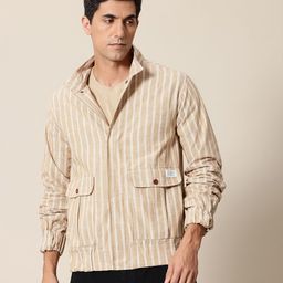 Mr Bowerbird Stand Collar Striped Bomber Jacket-6