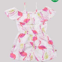 Nino Bambino 100% Organic Cotton Short Sleeves Flamingo Print Jumpsuit - Pink-image-34