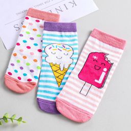 Cute Walk by Babyhug Anti-Bacterial Ankle Length Socks Pack of 3 Multi Print - Multicolour-image-79