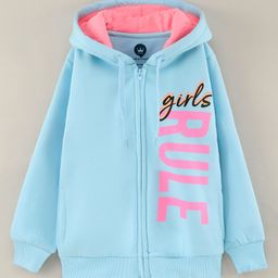 Vitamins Full Sleeves Hooded Jacket Text Print - Blue-10