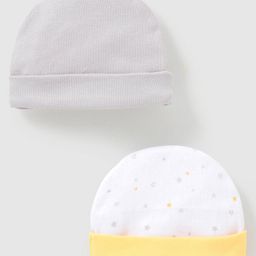 Ben Benny Cotton Caps Star Print Pack Of 2 Grey & White - Diameter 9 cm-image-41