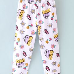 Doreme Cotton Lycra Knit Full Length Leggings Floral Print -White-image-78