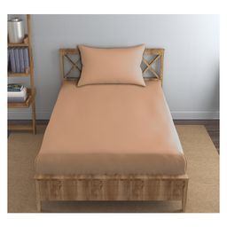 Trance Home Linen Premium Cotton Single Fitted Bedsheet with 1 Pillow Cover - Apricot-picture-26