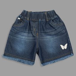 Actuel Mild Wash Buttefly Applique Detailed Solid Shorts - Blue-image-40