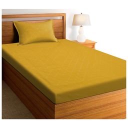 RRC Super Soft Brushed Microfiber Cotton 1 Single Bed sheet With 1 Pillow Cover Yellow-picture-48