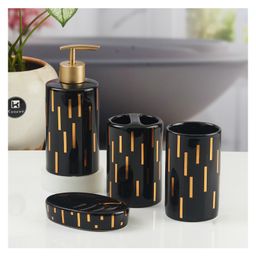 KOOKEE Ceramic Bathroom Accessories Set of 4 with Soap Dispenser (11375)-image-72