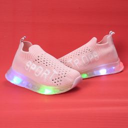 FEETWELL SHOES Mesh Detailed Purforated Slip On LED Shoes - Pink-image-54
