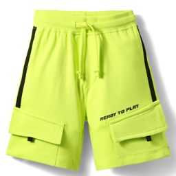 Babyhug Terry Knit Mid Thigh Length Text Printed Shorts With Front Pockets -Lime Green-image-41