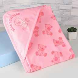 Zero Interlock Knit Hooded Towel With Bear Print L 80.5 x B 80 cm - Pink-picture-16