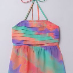 Taffykids Georgette Sleeveless Tie Dye Bodice Pleated Peplum Top - Multi Colour-image-71
