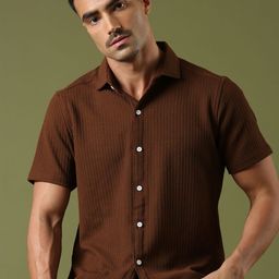 THE BEETEL HOUSE Men Relaxed Fit Textured Spread Collar Casual Shirt-image-52