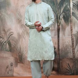 Sangria Chic V Pattern Chikankari Kurta With Sequin-picture-29