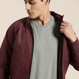 INVICTUS Men Burgundy Solid Bomber Jacket-image-79