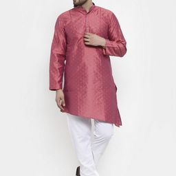 KLOTTHE Men Self Design Kurta with Churidar Pyjamas-image-12