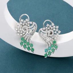 Fida American Diamond Green Stud Earrings-25