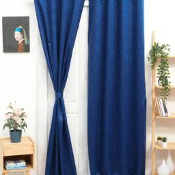 Ariana Floral Royal Blue Polyester 7 ft Door Curtain-image-28