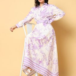 SHOWOFF Women Floral Printed Cuffed Sleeve A-Line Maxi Dress-image-41