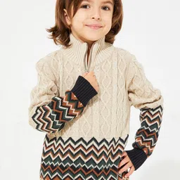 Cherry Crumble Kids Cable Knit Printed Pullover Sweater-image-28
