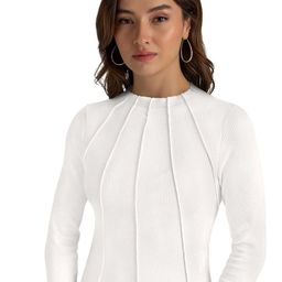 SHOPONBIT Women Self Design Round Neck Cotton Top-image-89