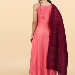 Anouk Rustic Women Solid Embroidered Kurta with Trousers & Dupatta image 4