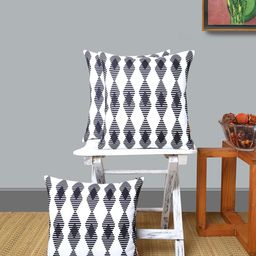 ANS Black & White Set of 3 Geometric Square Cushion Covers-12