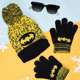 Pantaloons Junior Boys Printed Acrylic Beanie Cap with Gloves-3