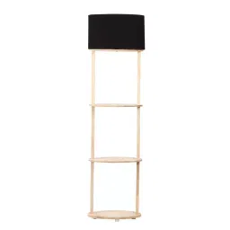 Sanded Edge Wood, Cotton Black Pablo 3 Tier Floor Lamp in Solid & Natural Wood Color-11