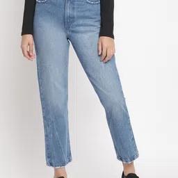 Belliskey Women Blue Mom Fit Mid-Rise Clean Look Jeans-picture-22