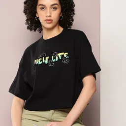 Kook N Keech Typography Printed Oversized Drop-Shoulder Sleeves Pure Cotton T-shirt-image-57