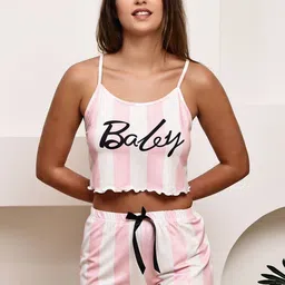 PrettyCat Women Pink & White Striped Night suit-picture-21
