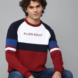Allen Solly Sport Red & White Cotton Regular Fit Colour Block Sweatshirt-image-11