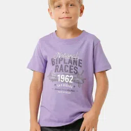 Kate & Oscar Kids Purple Cotton Printed T-Shirt-image-65