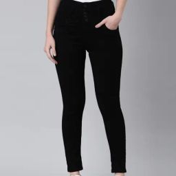 SHOWOFF Black Denim Slim Fit Mid Rise Jeans-image-62