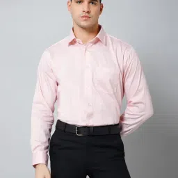 Cantabil Pink Regular Fit Striped Shirt-image-15