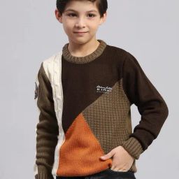 Monte Carlo Kids Multicolor Self Design Full Sleeves Sweater-image-58