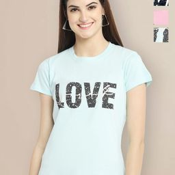 Metronaut Women Typography 3 Printed Applique T-shirt-picture-35