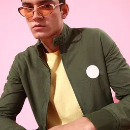 WROGN Men Olive Green Bomber Jacket-image-74