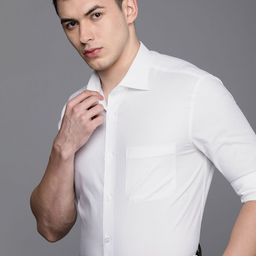 Louis Philippe Men White Self Design Classic Fit Pure Cotton Formal Shirt-image-89