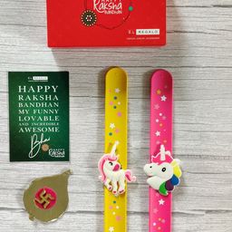EL REGALO Kids Pack Of 2 Pink Yellow Unicorn Rakhi Combo-image-62