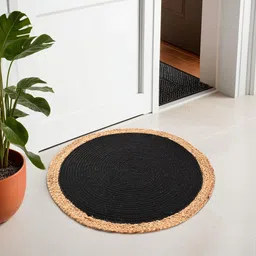Kuber Industries Black & Brown Jute Round Doormat-image-99