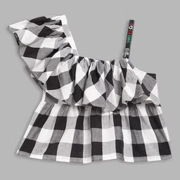 ELLE Multicoloured Checked Peplum Top-5