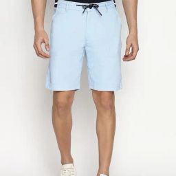 Van Heusen Athleisure Regular Fit Functional Pocket Soft Touch Solid Chino Shorts - Sky Blue-27