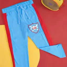 Pantaloons Junior Kids Blue & Red Cotton Printed Trackpants-picture-16