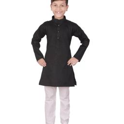 Pro-Ethic Style Developer Kids Black & White Printed Full Sleeves Kurta with Pyjamas-image-76