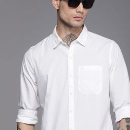WROGN Men White Solid Slim Fit Pure Cotton Casual Shirt-image-22