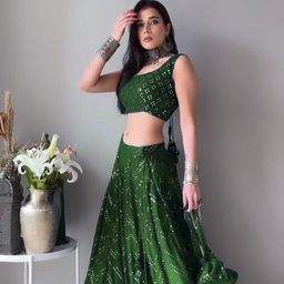 Cute fellow Embroidered Sequinned Semi-Stitched Lehenga & Unstitched Blouse With Dupatta-image-71