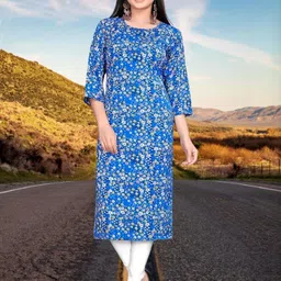 MANTRA DESIGNER Women Blue Crepe Kurtas-picture-34