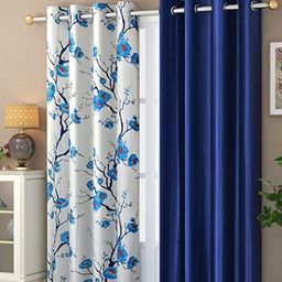 Galaxy Home Decor Blue Set of 2 Floral Door Curtain-image-59