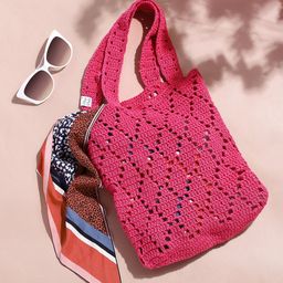 Magic Needles Pink Shopper Shoulder Bag-image-91