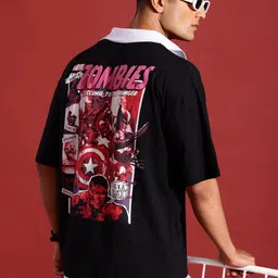 MARVEL STREET Graphic Print Polo Collar Cotton T-shirt-picture-43